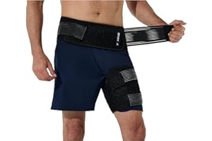 Wisesso Hip Brace with Removable Elastic Belt, Hip Support Brace for Men & Women, Enhanced Thigh Compression Sleeve for Sciatica Pain Relief, Hip Flexor Arthritis, Pulled Muscles (Black, Left)