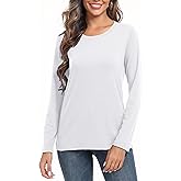 PRIMODA Women's Crew Neck Long Sleeve Shirts Basic Loose Fit Layering Tops