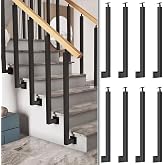 34/36/38/40/42in Side Mount Stair Railing Posts, Indoor Outdoor 270&deg;Adjustable Metal Baluster Post, Staircase Balusters with Screws Kit for Deck, Balcony and Porch