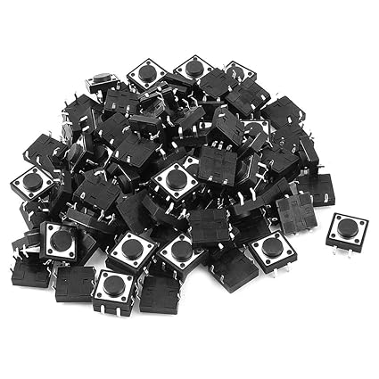 uxcell 50 Pcs DIP 4 Pins Push Button Momentary Tactile Switch 12x12x5mm