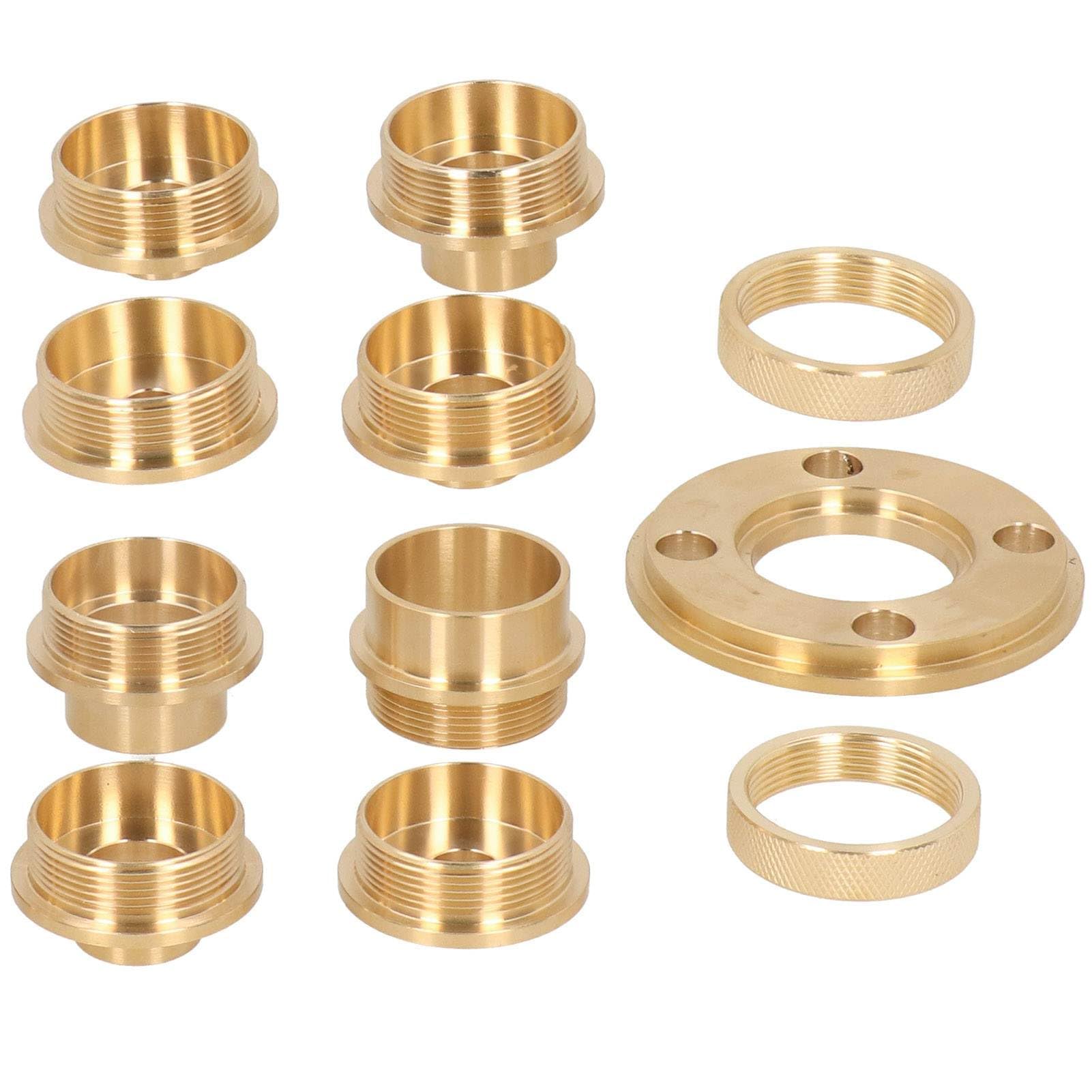 11Pcs/Set Router Guide Kit, Brass Router Template Guide Kit, with Lock Nut Adapter Router Accessory, for Cut‑Out Work, Dovetailing