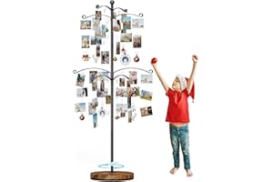 Miratino 5FT Family Tree,Party Photo Display Tree, Picture Holder Stand,90 Clips Holder for 4x6, 5x7 Picture Polaroid Frames Hanging & Card Tree Holders (Black)