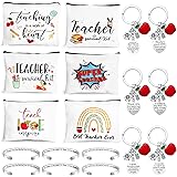 SilTriangle 8 Pcs Christmas Teacher Appreciation Gifts Makeup Faux Leather Bag With