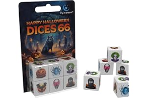 Fly in Dream Halloween Dice Game, Dices 66 with 6 Spooky Themed Dice, Plastic, 16mm, Single Player or Multiplayer, Ages 9+, I