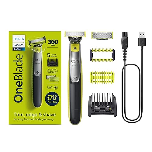 Philips Norelco for Face + Body, Electric Beard Trimmer, Shaver and Groomer, 5in1 Adjustable Comb, 1x Body Kit, Model QP2834/70, Black/Lime Green
