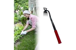 HRADHOL 5 Teeth Portable Manganese Steel Quenching Weeding Artifact Uprooting Weeding Tool,Weed Puller with M-Shape Household Vegetable Garden Shovel for Backyard Loosening Farm Planting Weeding (1 Pack)