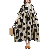 ENGLUCK Women Plus Size Casual Dresses Polka Dot Print Round Neck Short Sleeve Oversized Loose Summer Dress with Side Pockets