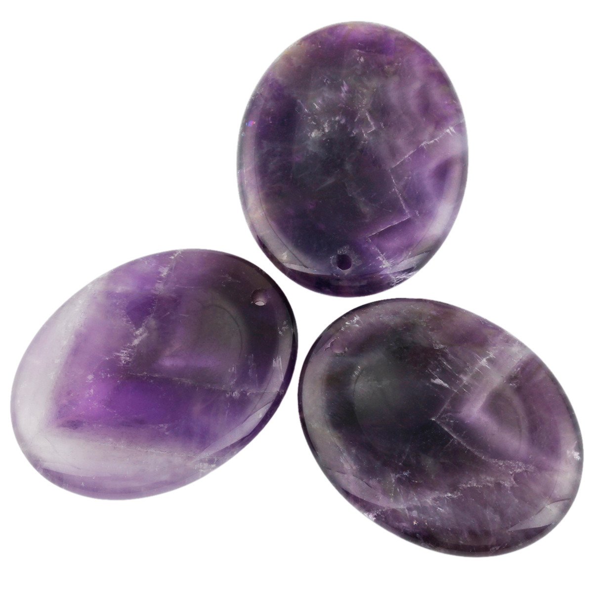 KYEYGWO Healing Reiki Thumb Worry Stone, Polished Top Drilled Stone Pendants for Jewelry Making, Pack of 3