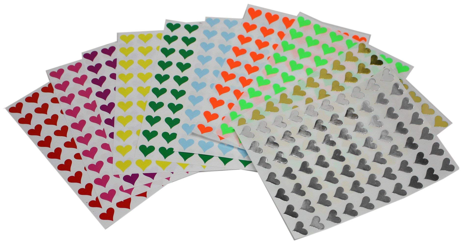 Hearts Stickers in 10 Color Labels 1.3cm (13mm) - Heart Labels for Gifts Seals, Crafting and Scrapbooking Adhesive Sticker - 700 Pack by Royal Green