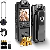 SixBondsCam 4K Body Camera with Audio and Video Recording, 128GB Mini Wearable Cam with Magnetic Lanyard, Body Worn Camera for Travel, Cycling, Work Security, Police Law Enforcement