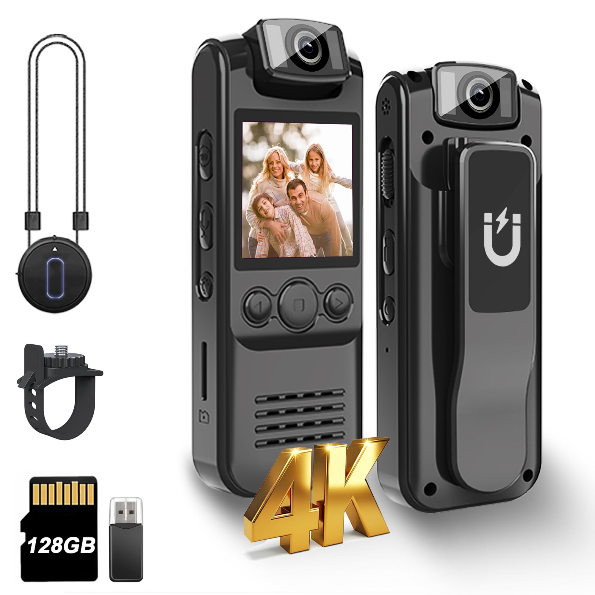 Photo 1 of SixBondsCam 4K Body Camera with Audio and Video Recording, 128GB Mini Wearable Cam with Magnetic Lanyard, Body Worn Camera for Travel, Cycling, Work Security, Police Law Enforcement