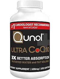 Qunol Ultra CoQ10 100mg, 3x Better Absorption, Patented Water and Fat Soluble Natural Supplement Form of Coenzyme Q10, Antioxidant for Heart Health, 120 Count Softgels