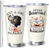 RUIYIMOEO Just a Girl Who Loves Books Gifts, Book Themed Tumbler Gift Coffee Mugs, Gifts for Women Who Love Reading Travel Mug, Book Related 20oz Bookish Coffee Tumbler