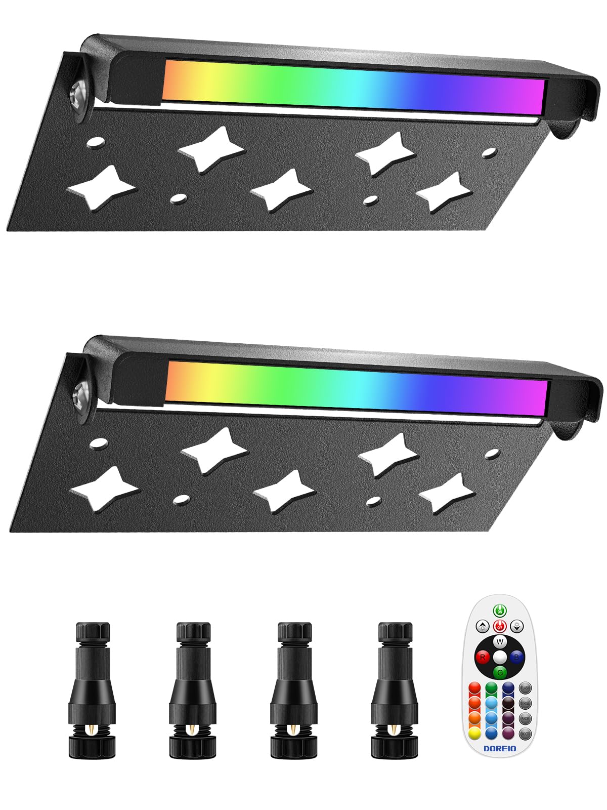 Photo 1 of DOREIO 5W RGB Retaining Wall Lights 7 inch LED Hardscape Lighting Color Changing Low Voltage Landscape Paver Lights 12V 24V Step Lights Outdoor IP66 Waterproof Stair Lighting (2 Pack+Connectors)