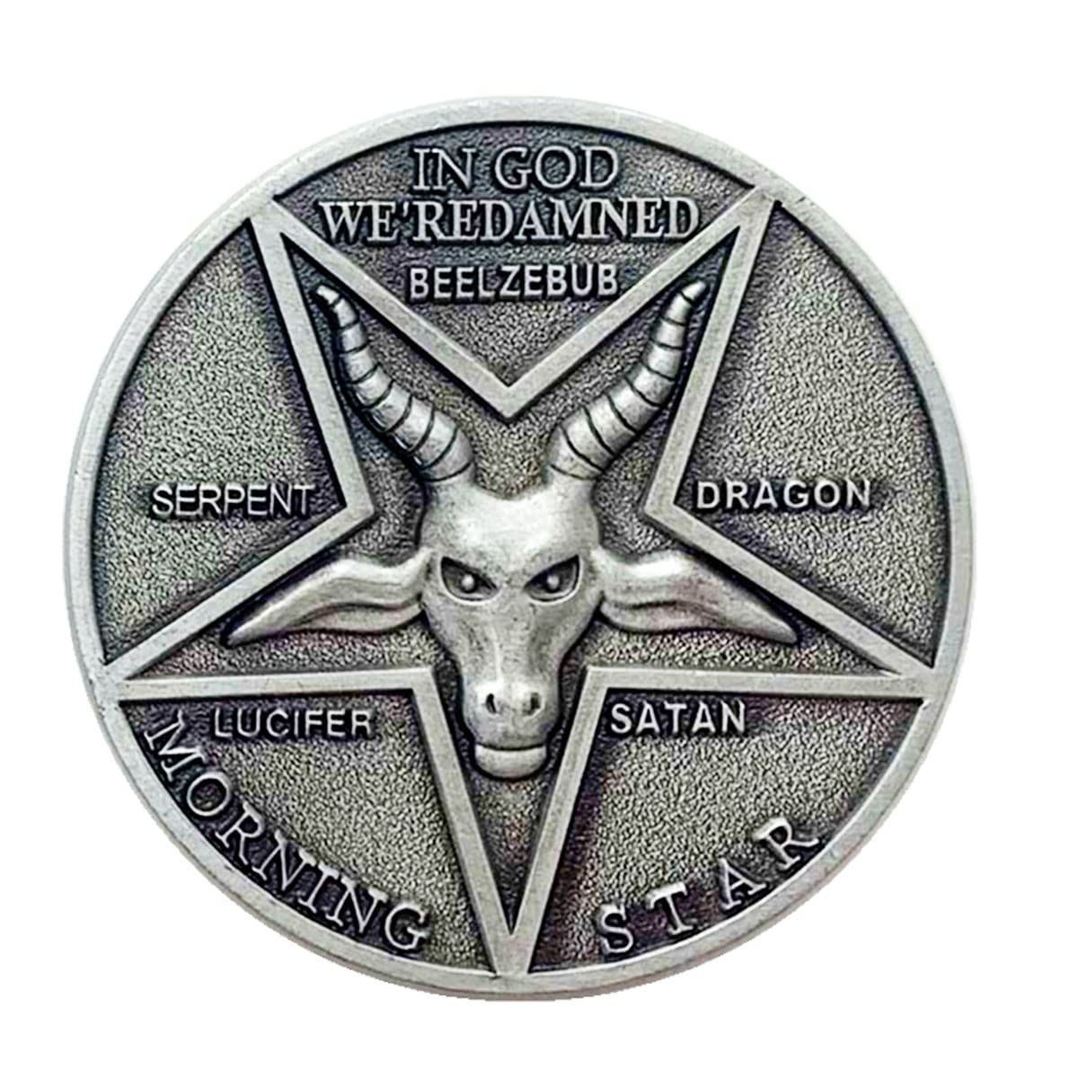 QUEAMBLER Lucifer Pentecostal Coin Satan Coin Collection Costume Accessories Cosplay Zinc Alloy Props for Men Women Halloween Masquerade