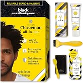 Reusable Hair &amp; Beard Dye for Black Men &ndash; Black 1.0 | Up to 5 Uses, 7 Minutes | Natural Gray Coverage, No-Drip Cream with SkinArmour&reg; &ndash; Cleverman