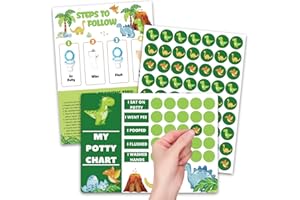 SHOUQIUZHONGLV Potty Training Chart for Toddler - Dinosaur Potty Training Sticker Chart for Girls Boys Potty with Sticker, Sticker Chart for Kids Potty Training Reward Chart, Kids Reward Chart