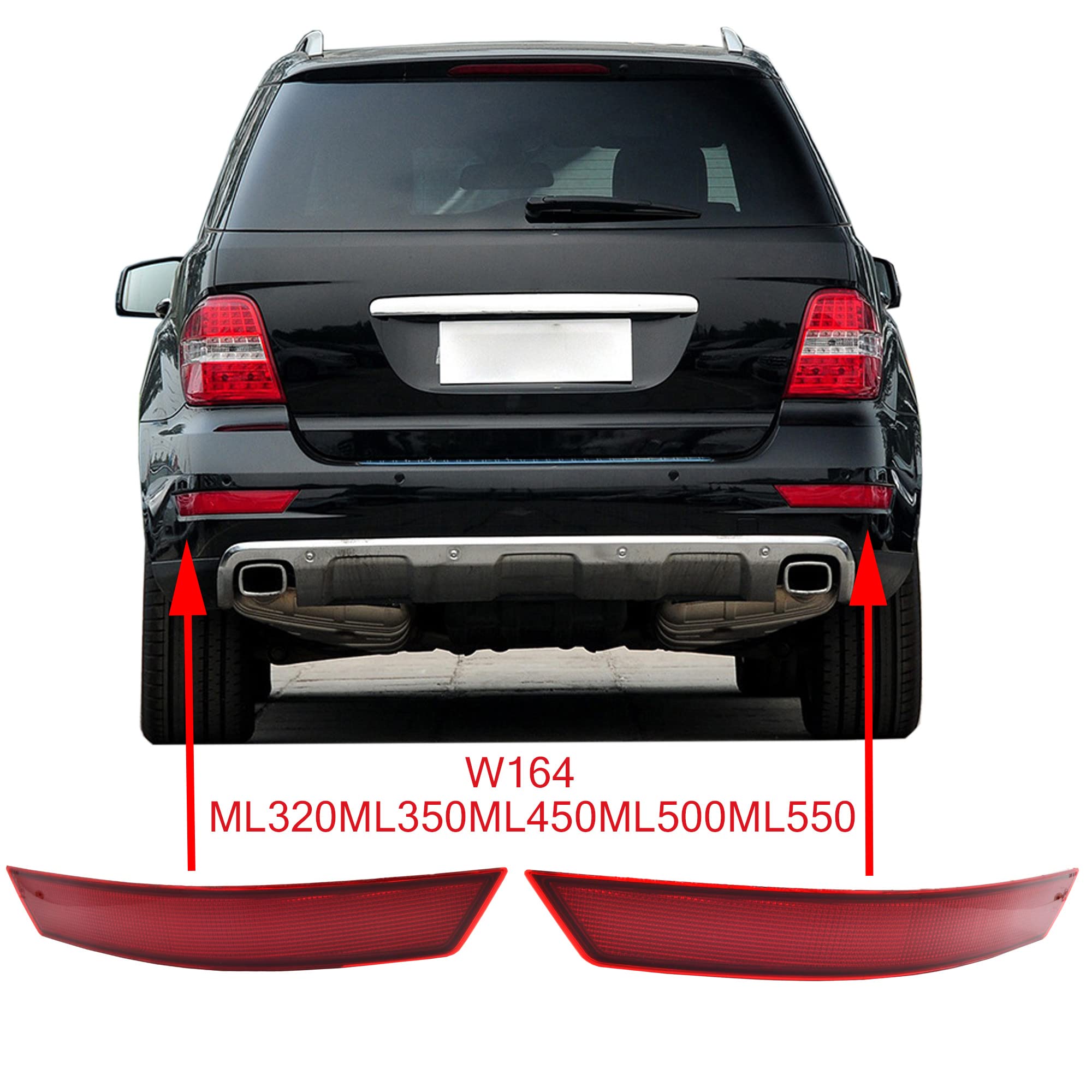 Photo 1 of BETRONG Rear Bumper Reflector Assembly Left & Right Pair Set Compatible With Mercedes-Benz W164 ML320 ML350 ML500 2008 2009 2010 2011 Replacement OEM ?1648200374 1648200674