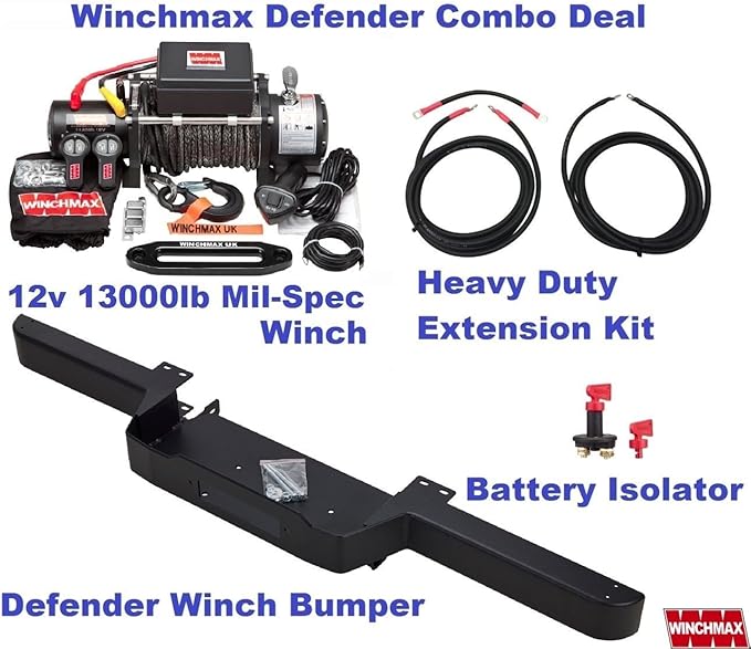 Winchmax LAND ROVER DEFENDER WINCH + WINCH BUMPER + WIRING KIT