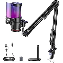 ZealSound USB/XLR Dynamic Microphone with Boom Arm, Podcast Gaming