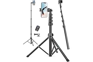 NINEIGH Phone Tripod, 71" Tripod for Phone, Selfie Stick Tripod Stand for Recording Video Photo Vlog, Travel Cell Phone Tripods with Remote Phone Holder, Compatible with iPhone Samsung Smartphone