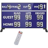 YZ LED Baseball Scoreboard with Runs/Hits/Errors, Outdoor Electronic Softball Scoreboard, Digital Scoreboard with Remote, Portable Score Keeper with Inning/Ball/Strike/Out
