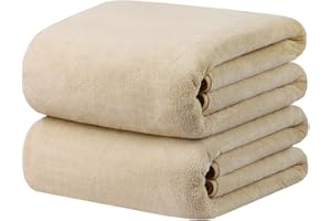 JML Luxury Hotel & SPA Oversized Bath Towels (2 Pack, 40"x80") - 350GSM High-Density Fleece Towel Sets - Super Soft and Absorbent, Lint Free, Fade Resistant Extra Large Bath Sheet, Camel