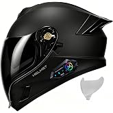 Bluetooth Full Face Motorcycle Helmet DOT Approved Modular Motorcycle Helmets with Built-in Sun Visor, Multi-Ventilation Ports, for Adults Men Women Casco Moto Hombres Mujeres