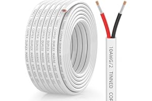 CONEPY 10 Gauge Marine Wire, 10/2 Duplex Marine Grade Cable, IP68 Waterproof/Oxygen-Free Tinned Copper Stranded PVC 10 AWG Wire for Boat, Automotive, RV, Solar, LED Strips (30FT)