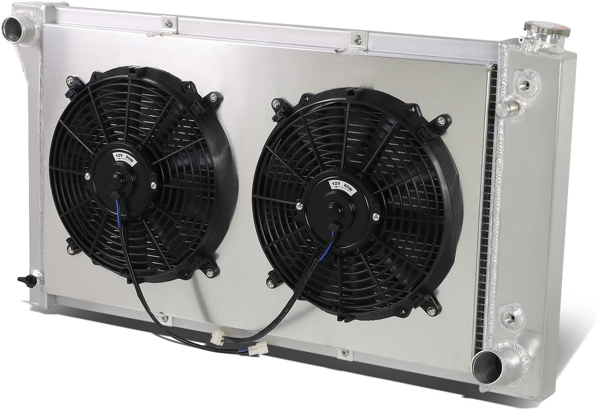 Replacement for Chevy/GMC C/K Series Pickup 3-Row Aluminum Radiator + 12V Fan Shroud