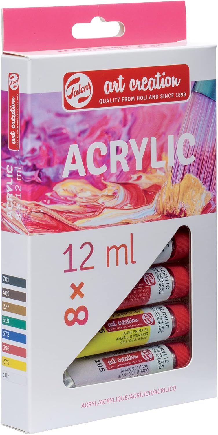 Talens Art Creation Acrylic Paint Starter Set, 8 Colors (12 ml tubes), Multi - Image 4