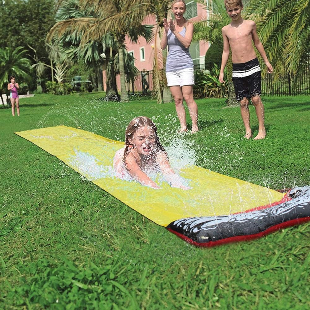 Single/Double Water Slide For Kids Adults Backyard Summer Water Toys Outdoor Grass Water Spray Slip Sheets Surfboard Garden Toy