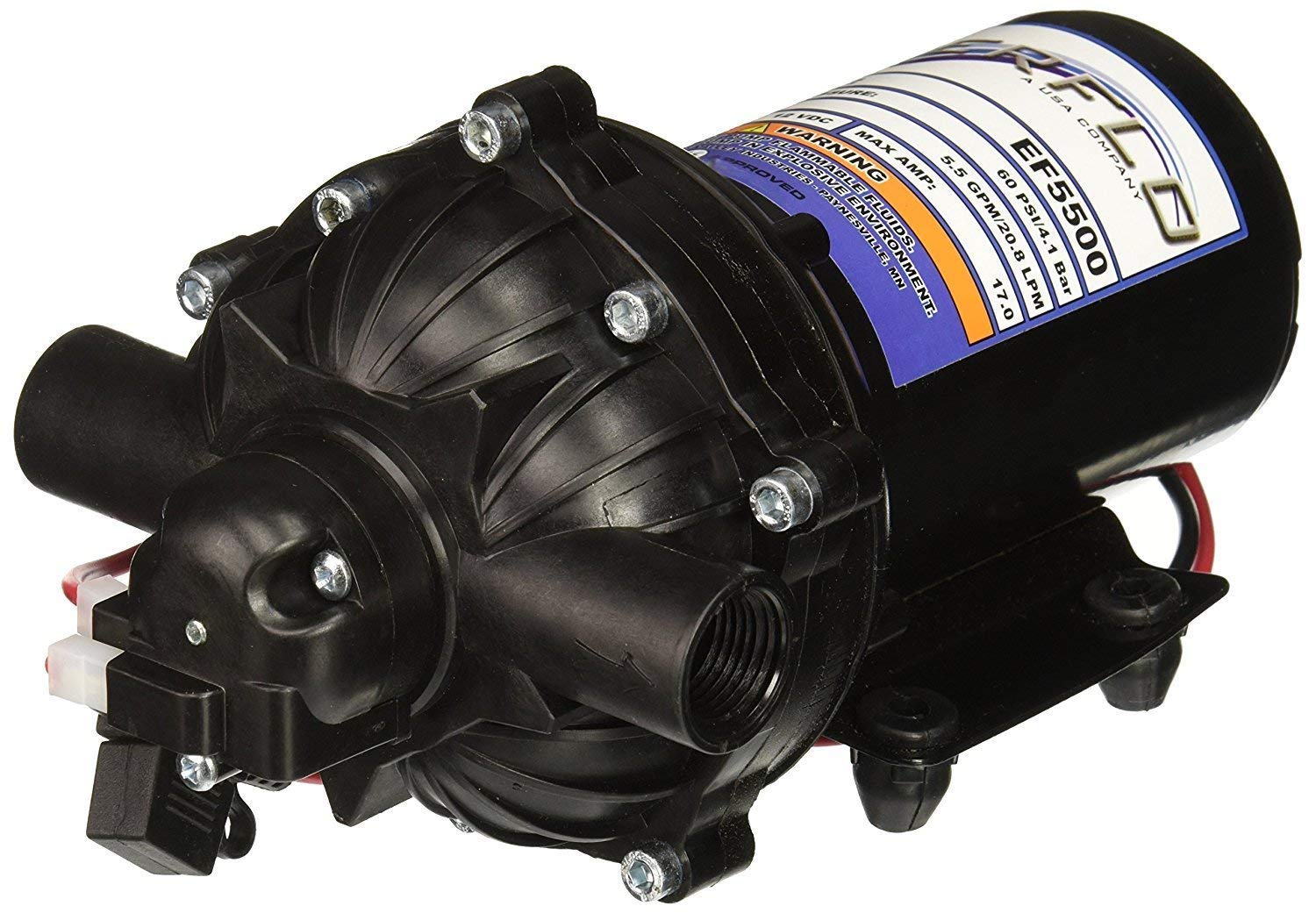 Everflo EF5500 12V Diaphragm Pump Boxed with 1/2" NPT Ports, 5.5 GPM