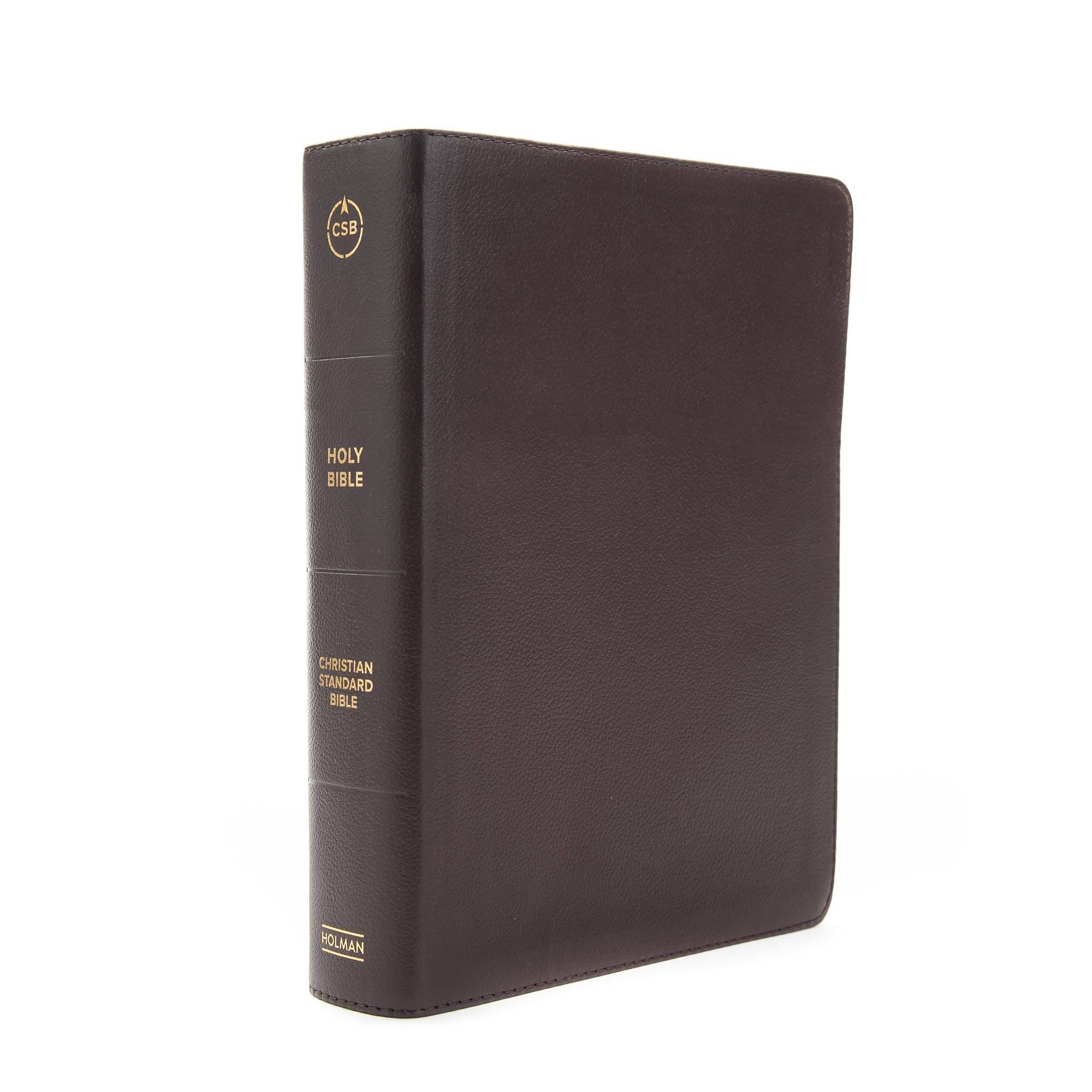 CSB Study Bible, Brown Genuine Leather, Red Letter, Study Notes and Commentary, Illustrations, Articles, Word Studies, Outlines, Timelines, Easy-to-Read Bible Serif Type CSB Study Bible, Brown Genuine Leather, Red Letter, Study Notes and Commentary, Illustrations, Articles, Word Studies, Outlines, Timelines, Easy-to-Read Bible Serif Type Leather Bound