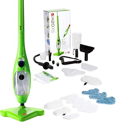 H2O X5 Premium Edition Steam Mop 5 in 1 Green Portable Floor Cleaner
