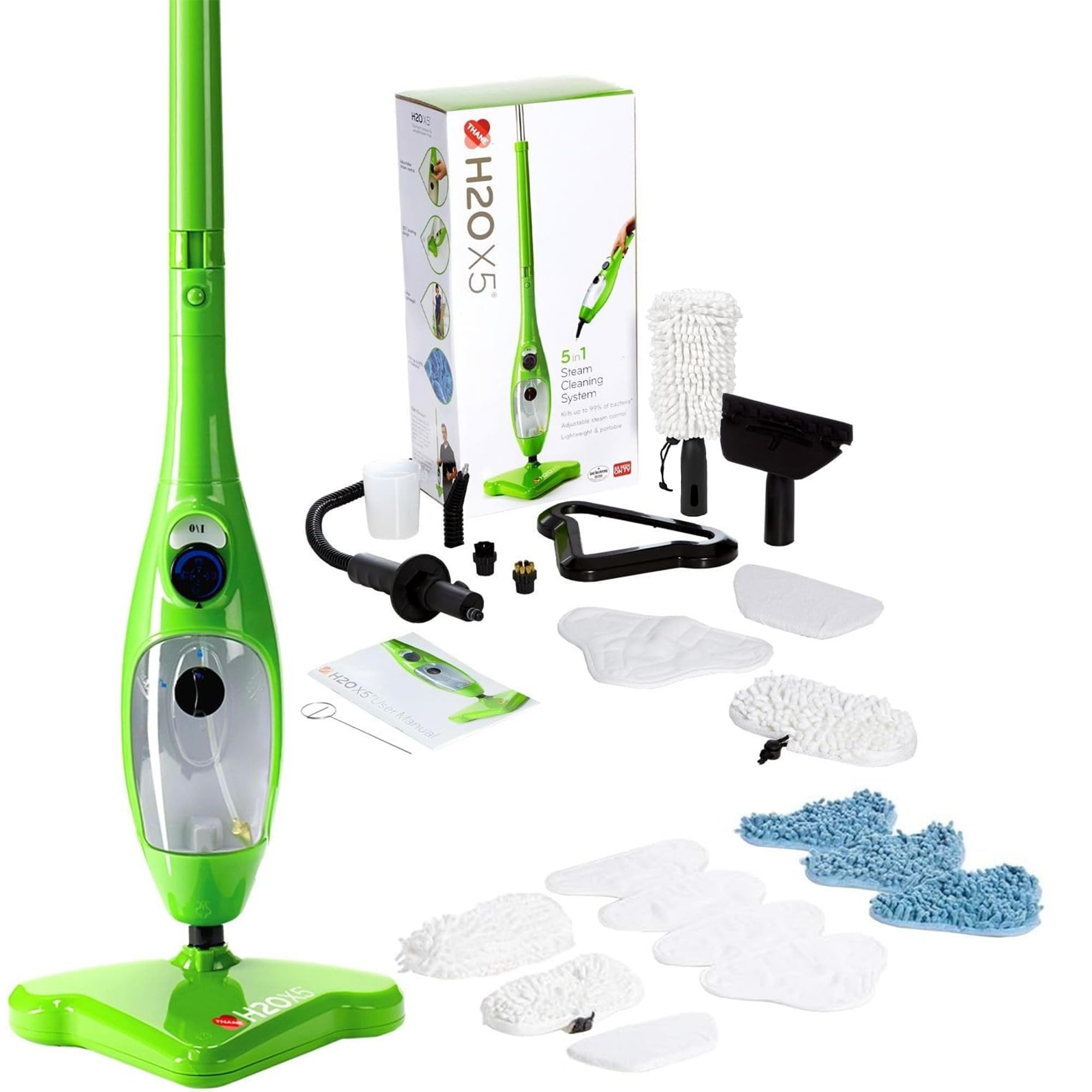 H2O X5 Premium Edition - Steam Mop - 5 in 1 Steam Cleaner (Green)