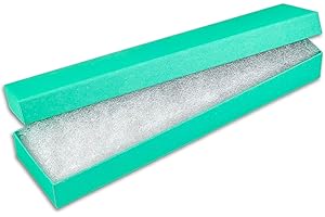 THEDISPLAYGUYS FOR YOUR MODERN LIVING TheDisplayGuys - 25-Pack #82 Kraft Paper Cardboard Gift Boxes/Jewelry Cases w. Cotton Padding & Lid - Teal Green - (8.0" x 2.0" x 1.0")