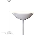 Brightech SkyLite LED Floor lamp, Torchiere Super Bright Floor Lamp for Living Rooms & Offices - 3 Way Dimmable Tall Lamp, High Lumen Standing Pole Lamp for Bedroom Reading - White