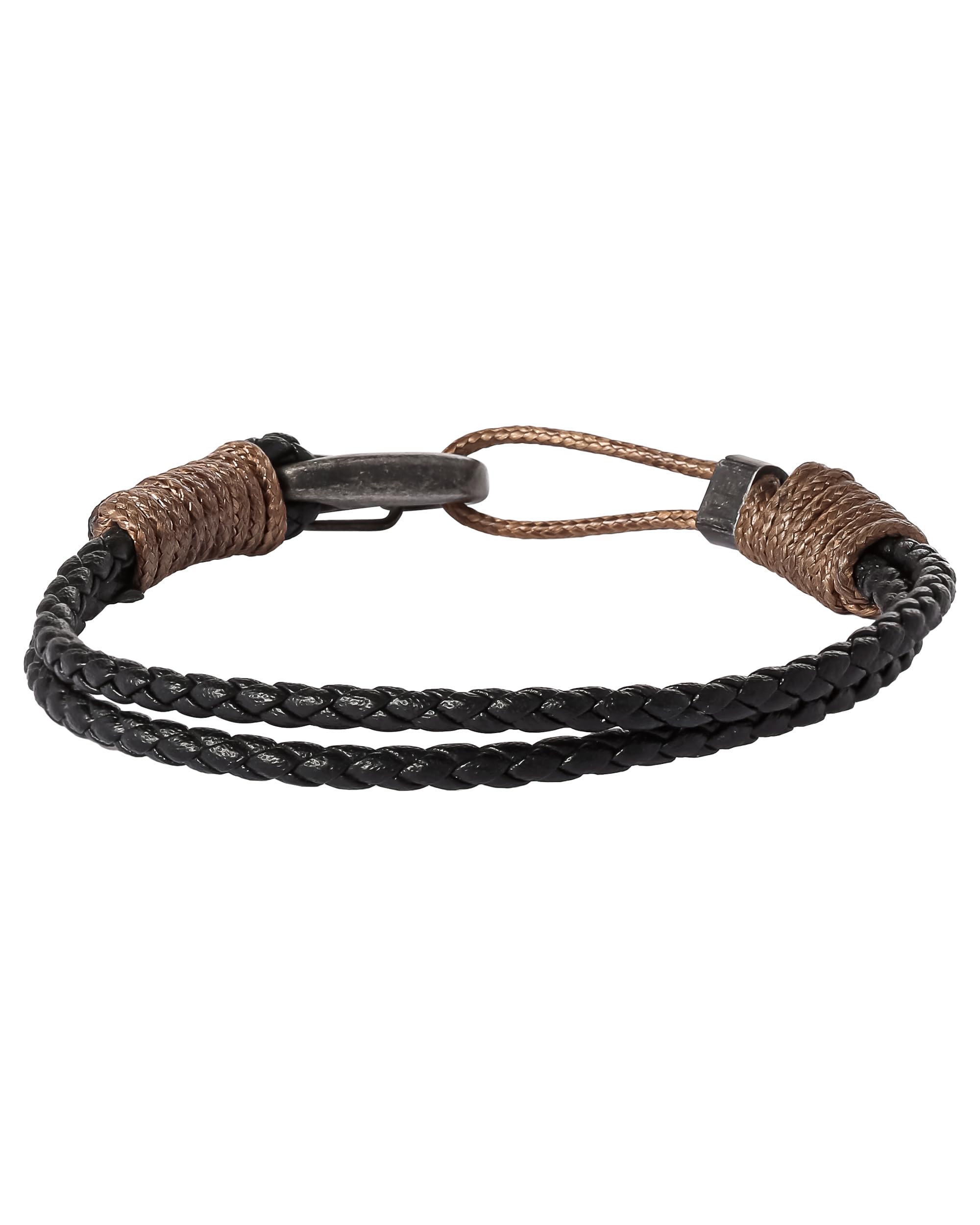 Lucky Brand Carabiner Cord Stainless Steel Bracelet for Men, Braided Bracelet, Mens Jewelry