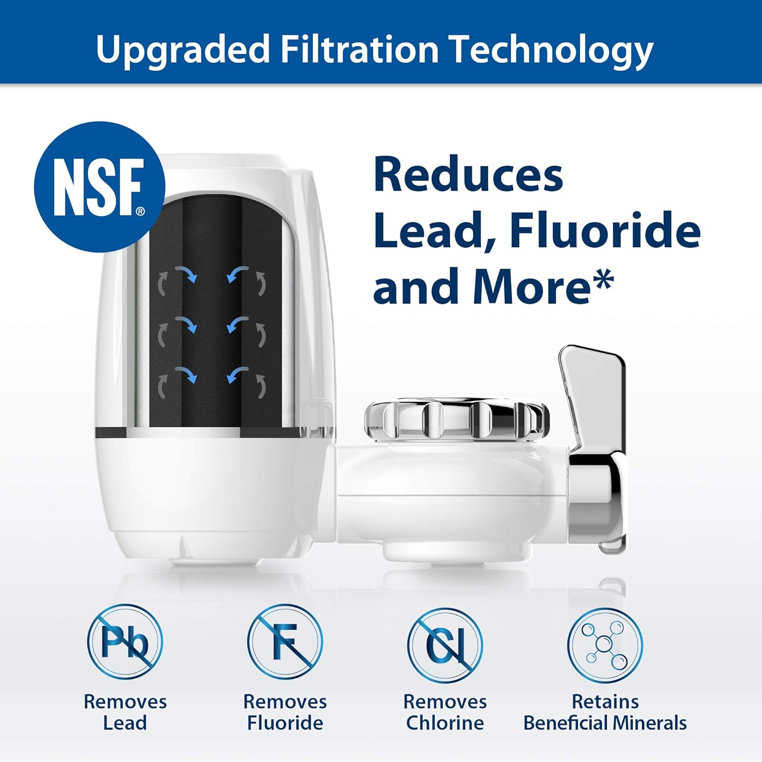 Waterdrop WD-FC-03 NSF Certified 320-Gallon ACF Water Faucet Filtration System, Faucet Filter, Removes Chlorine, Harmful Contaminants Metals & Sediments-Fits Standard Faucets, 1 Filter Include: Kitchen & Dining