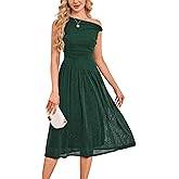 Elegant Off Shoulder Dress for Women Sparkly Sequin Midi Party Dress with Asymmetric Design Sleeveless Cocktail Evening Gown