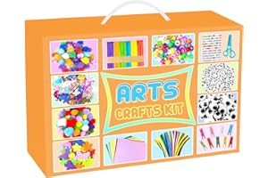 BNUZEIYI 2000 PCS Arts and Crafts Supplies for Kids All-in-1 Craft Kit with Pipe Cleaners Craft Box Set DIY Crafting Supply School Supplies Toys Gifts for Girls Boys Ages 4-6, 6-8, 8-12, Orange