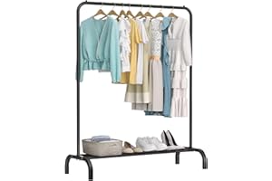 STARLATTA Black Clothing Racks for Hanging Clothes, Garment Rack for Clothes to Hang, Metal Portable Wardrobe Rack for Coats, Jackets, Shirts, Dress