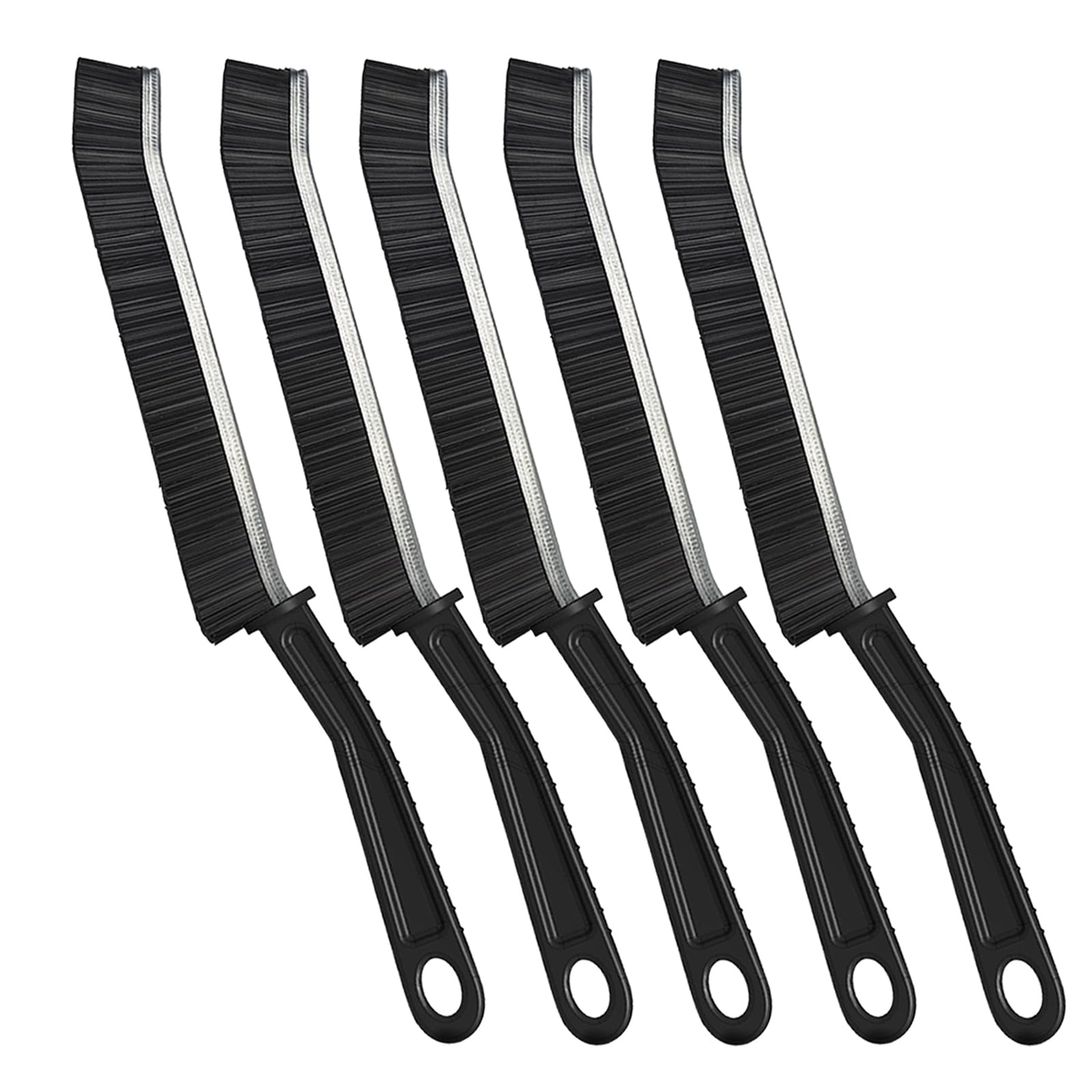 YUDANSI Crevice Cleaning Brushs (5pcs Long Handle Hard Bristle Cleaning Tools)(Anti-Slip Small Spaces Gaps Cleaning)(Home Kitchen Bathroom Narrow Corners Floor Scrubbing) Grout Cleaner Brush