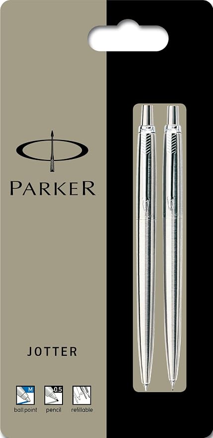 Amazon パーカーjotterステンレススチールクロームトリムボールペン Mechanical Pencil 2のセット シャープペン パソコン 周辺機器