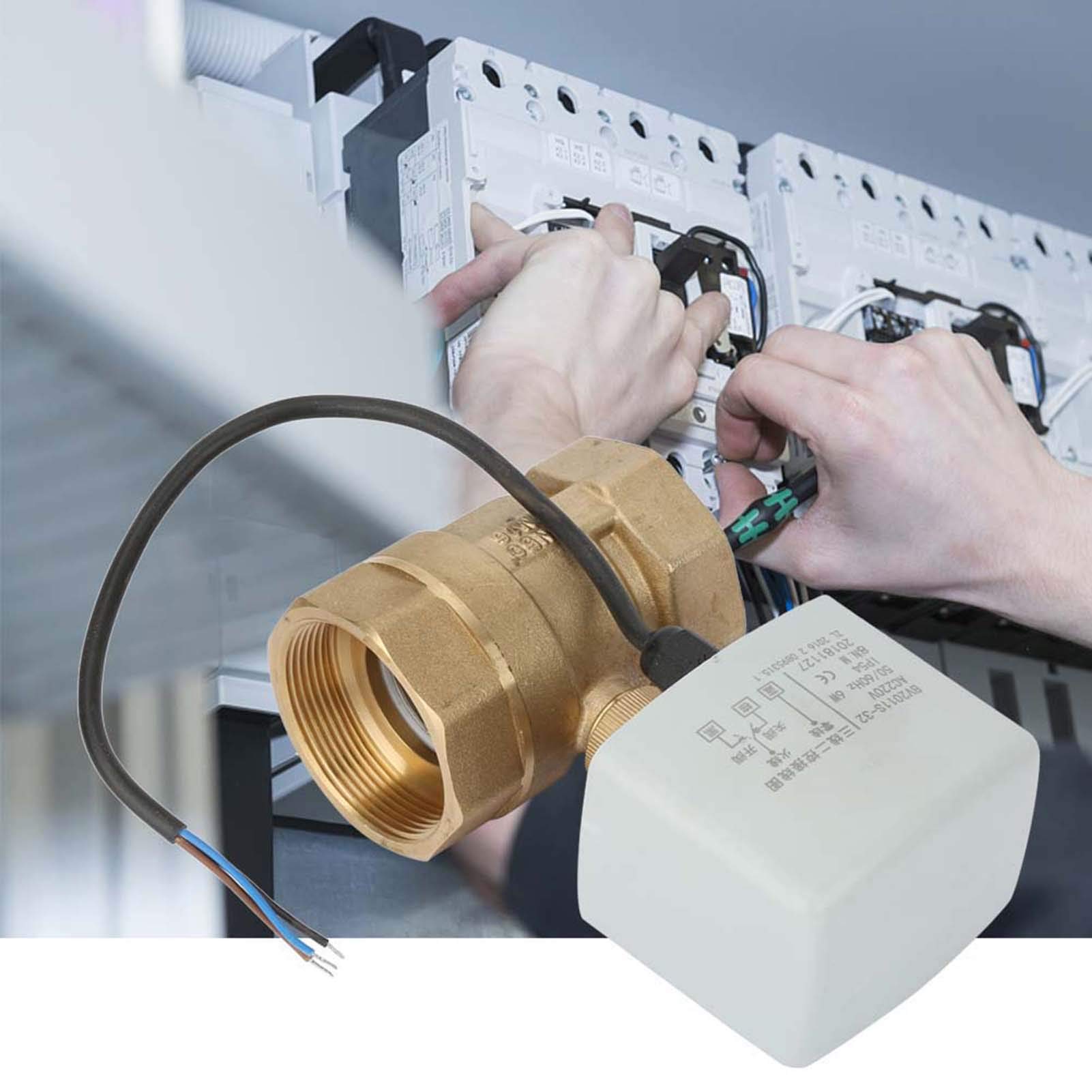 Photo 1 of Motorized Ball Valve, 2" Brass Electrical Ball Valve with Full Port, 2-Way 3-Wire Setup, DN50 AC220V 6W Electrical Position Feedback Electric Solenoid Valve