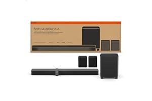 Amazon Fire TV Soundbar Plus with subwoofer and surround sound speakers (newest model), 5.1 channel, Dolby Atmos, clear dialogue
