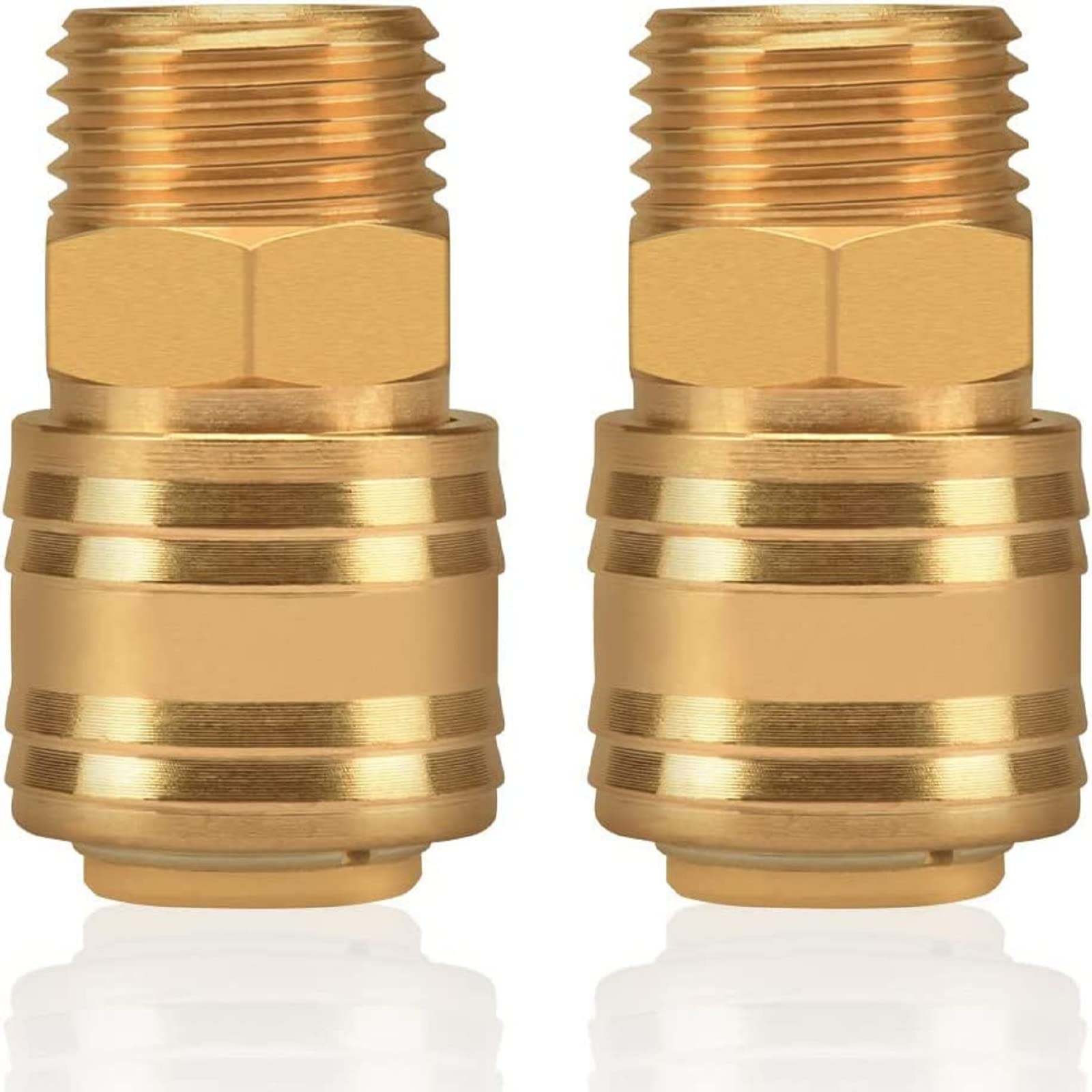 Oumuik 2-Pack 1/2 Inch Brass Compressed Air Coupling / Connection Quick Coupling Socket Plug AG Brass Fitting