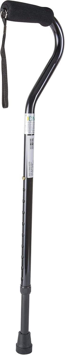 DMI Deluxe Lightweight Adjustable Walking Cane with Soft Foam Offset Hand Grip, For Men and Women, Black: Home & Kitchen