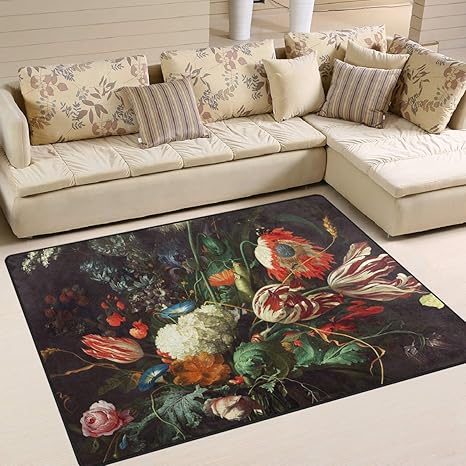 Amazon Com Dutch Wallpaper Floral Area Rug Rugs Dining Room